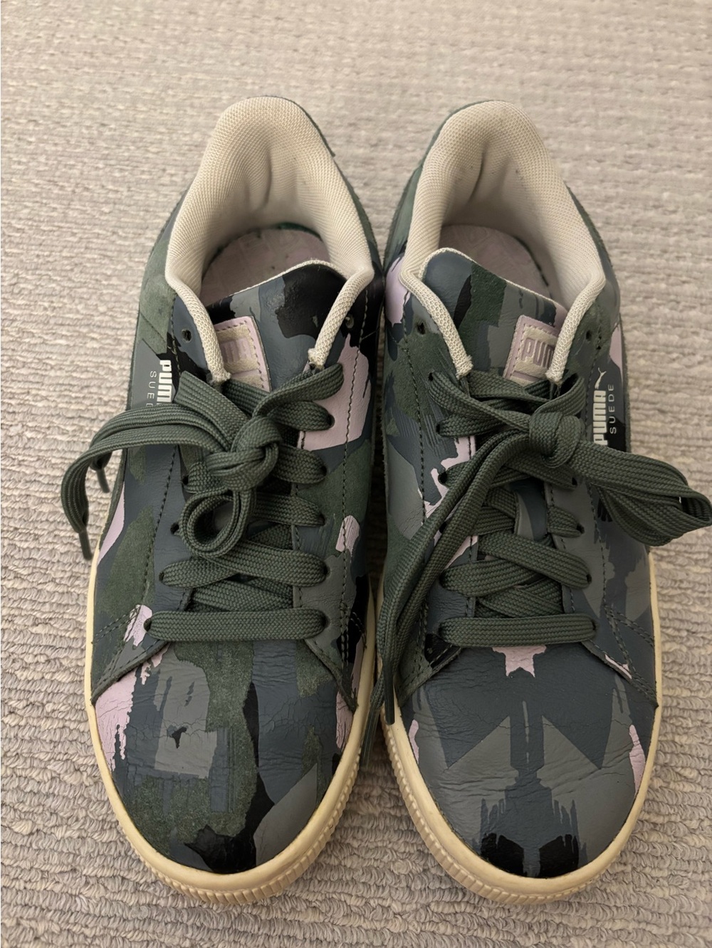 Puma Women's Camo Low-Top Sneakers in Green and Pink